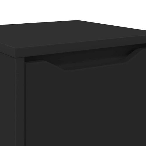 Шкаф за баня с рафт Черно 30,5 x 30 x 101 см Инженерно дърво