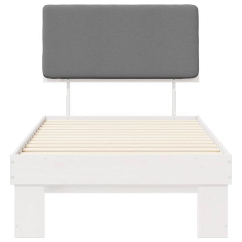 Леглова рамка с тапицирана гръбна част Светлосиво 90 x 190 cm