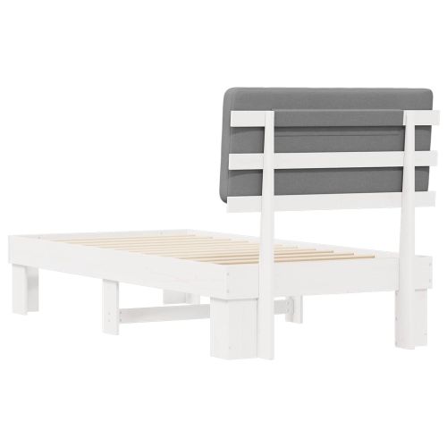 Леглова рамка с тапицирана гръбна част Светлосиво 90 x 190 cm