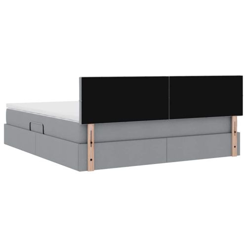 Легло с място за съхранение и LED Светлосиво 160 x 200 cm