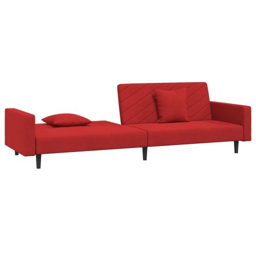 2-местно канапе с две възглавници, виненочервено, кадифе