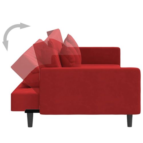 2-местно канапе с две възглавници, виненочервено, кадифе