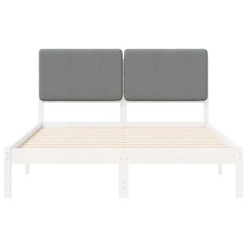Леглова рамка с тапицирана гръбна част Светлосиво 140 x 200 cm