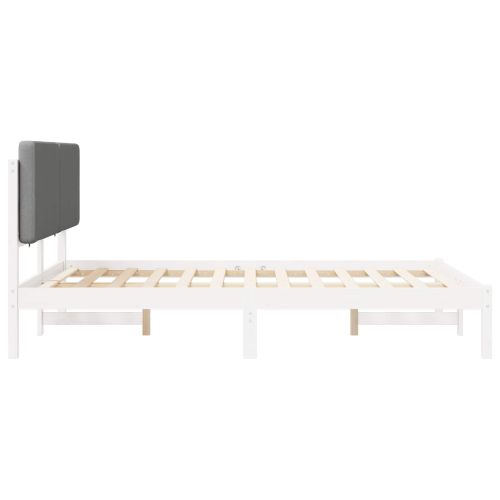 Леглова рамка с тапицирана гръбна част Светлосиво 140 x 190 cm