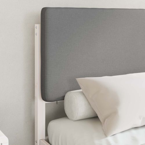 Леглова рамка с тапицирана гръбна част Светлосиво 135 x 190 cm