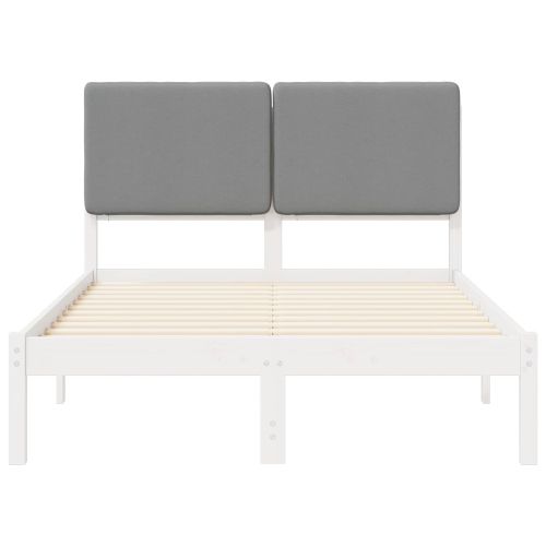 Леглова рамка с тапицирана гръбна част Светлосиво 135 x 190 cm