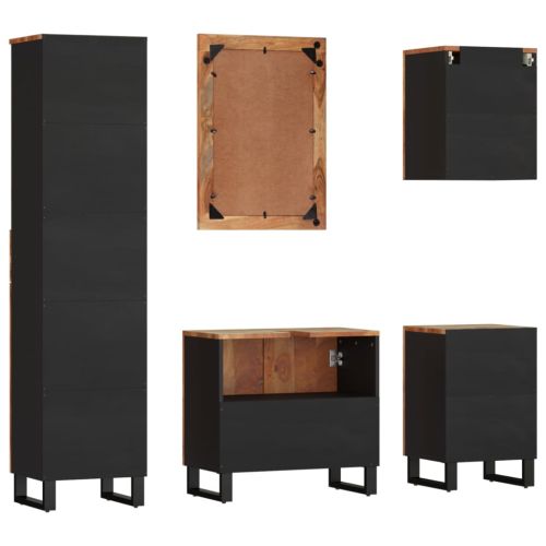 Комплект мебели за баня 5 части масивна регенерирана дървесина