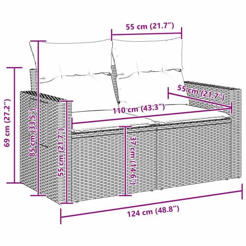 Градински Софа Комплект 13 pcs Сив полиратан