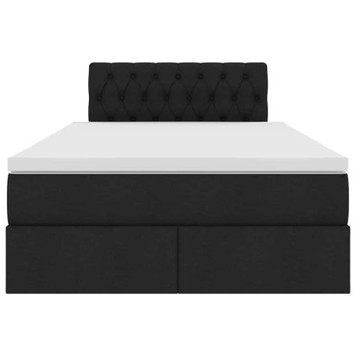 Легло с място за съхранение и LED Черно 120 x 200 cm Полиестер