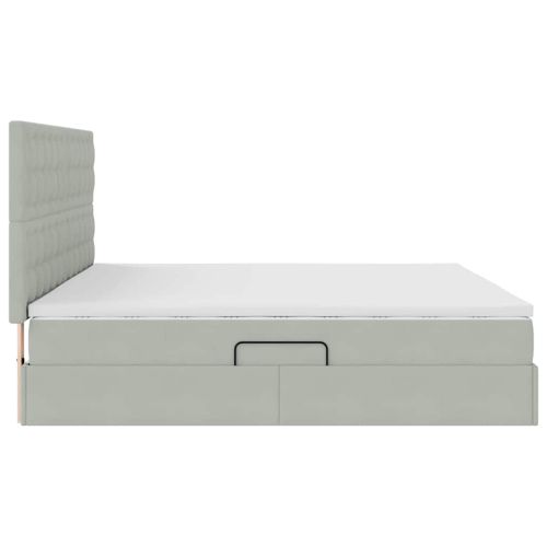 Легло с място за съхранение и LED Светлосиво 200 x 200 cm
