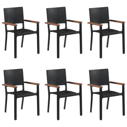 Градински трапезен комплект, 7 части, черен полиратан