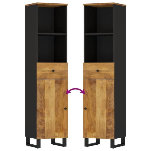 Комплект мебели за баня, 3 части, масивна мангова дървесина