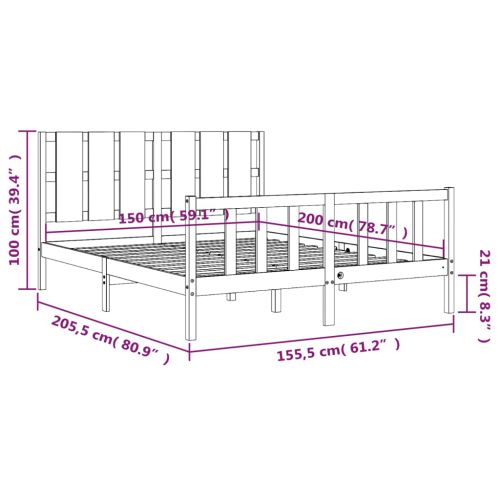Рамка за легло с табла бяла King Size масивно дърво