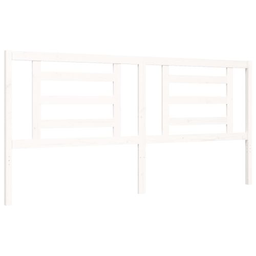 Рамка за легло с табла бяла Super King Size дърво масив