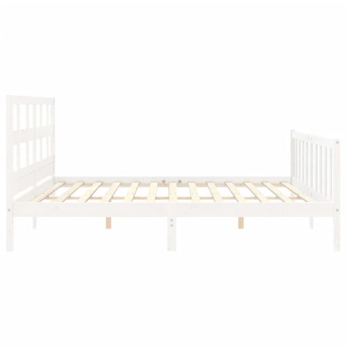 Рамка за легло с табла бяла Super King Size дърво масив