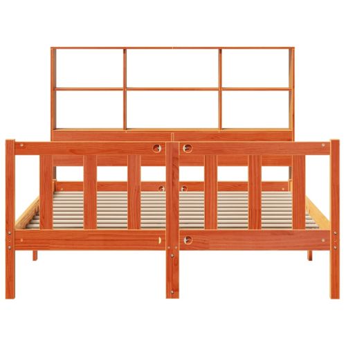 Легло с етажерка за книги, без матрак, 120x200 см, бор масив