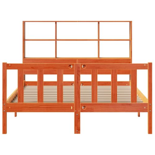 Легло с етажерка за книги, без матрак, 150x200 см, бор масив