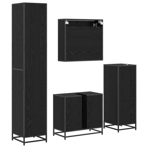 Комплект мебели за баня с рафт 4 pcs Черния дъб Инженерно дърво