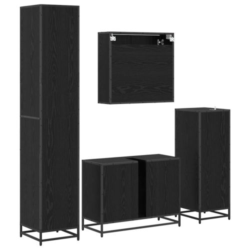 Комплект мебели за баня с рафт 4 pcs Черния дъб Инженерно дърво