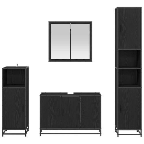 Комплект мебели за баня с рафт 2 pcs Черния дъб Инженерно дърво