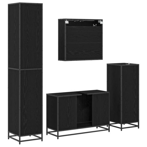 Комплект мебели за баня с рафт 2 pcs Черния дъб Инженерно дърво