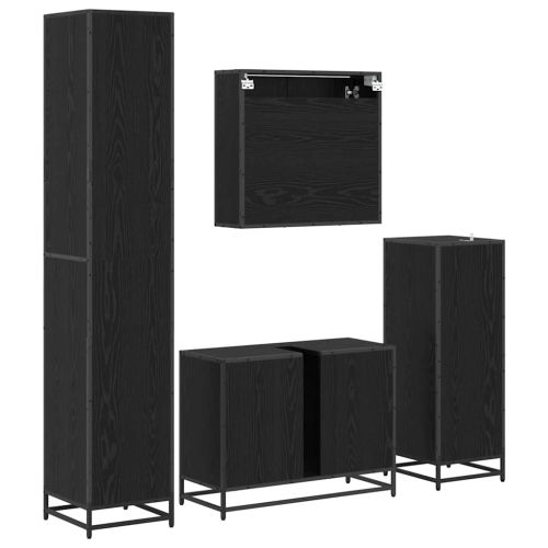 Комплект мебели за баня с рафт 4 pcs Черния дъб Инженерно дърво