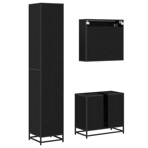 Комплект мебели за баня с рафт 3 pcs Черния дъб Инженерно дърво