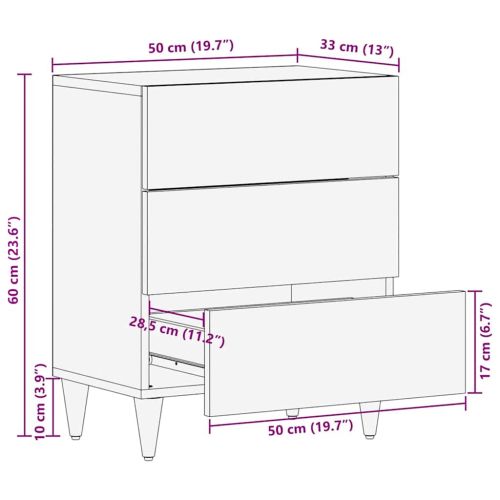 Нощно шкафче 50x33x60 см мангово дърво масив