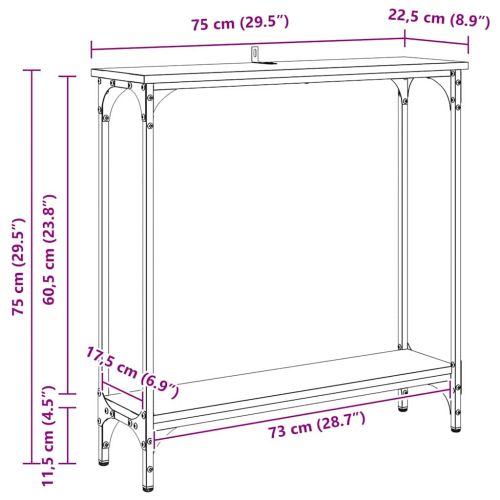 Конзолна маса Черния дъб 75 x 22,5 x 75 см Инженерно дърво