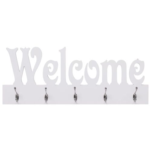 Стенна закачалка за палта WELCOME, бяла, 74x29,5 см