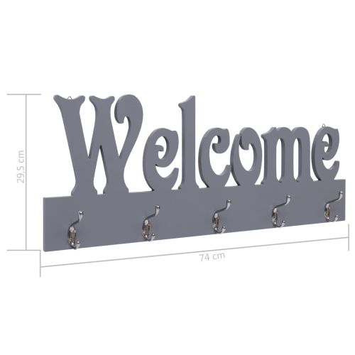 Стенна закачалка за палта WELCOME, сива, 74x29,5 см