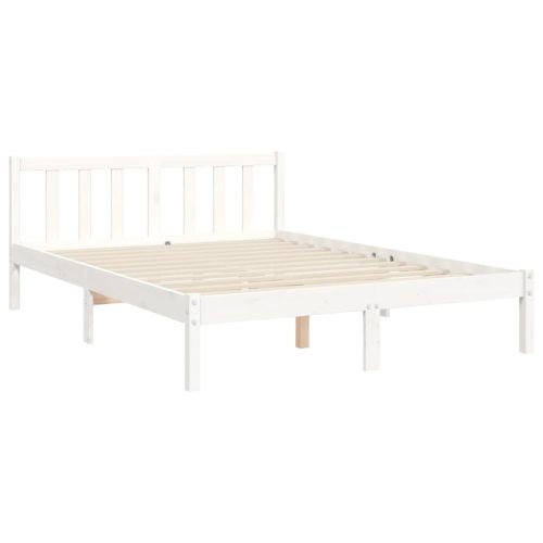 Рамка за легло с табла бяла Small Double масивна дървесина