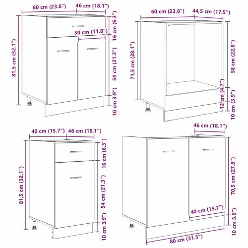 Комплект кухненски шкафове с чекмедже Lyon 8 pcs Опушен дъб