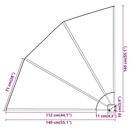 Сгъваема странична тента за балкон, сива, 140x140 см