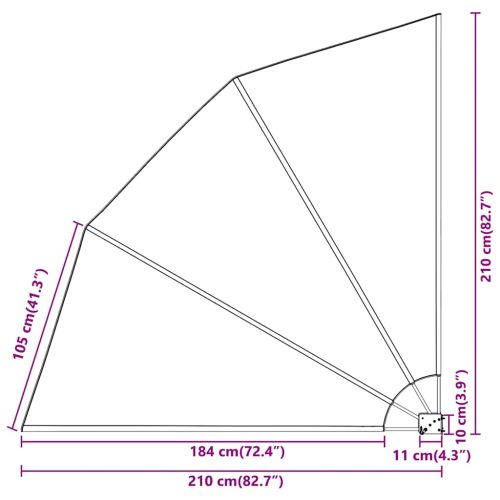 Сгъваема странична тента за балкон, кремава, 210x210 см