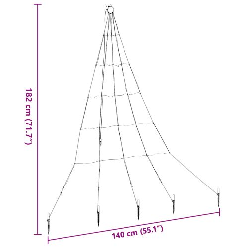 LED коледна елха с колчета за земя Многоцветен 182 см Метал