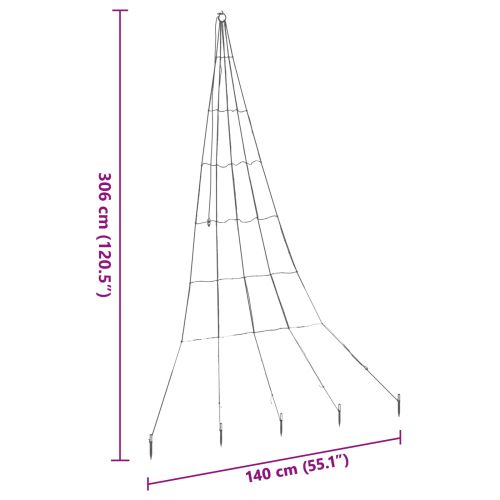 LED коледна елха с колчета за земя Хладно бяло 306 см Метал
