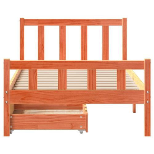 Рамка за легло без матрак, восъчнокафяв, 75x190 см, бор масив