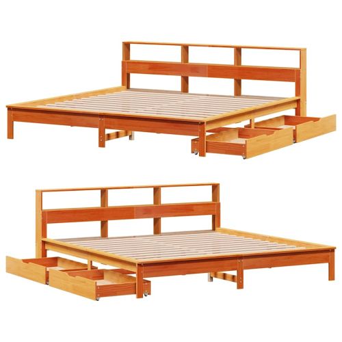 Легло с етажерка за книги, без матрак, 180x200 см, бор масив