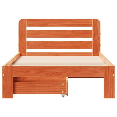 Рамка за легло без матрак, восъчнокафяв, 90x190 см, бор масив