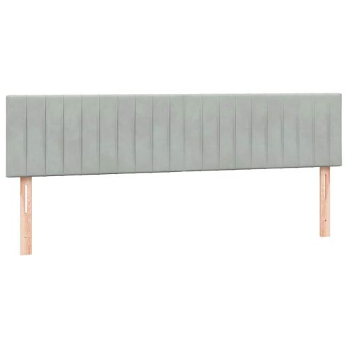 Боксспринг легло с матрак и LED, светлосиво, 180x210 см, кадифе