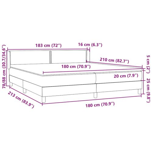 Боксспринг легло с матрак, тъмносиво, 180x210 см, кадифе