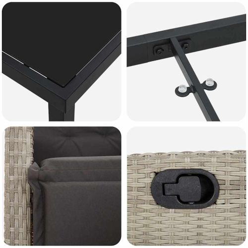 Комплект за хранене в градината 7 pcs Светлосиво полиратан