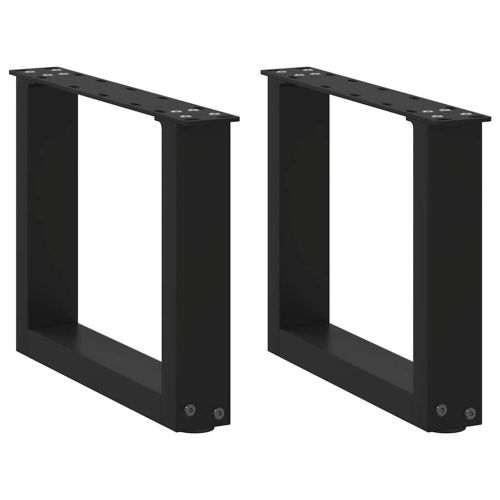 Крака за масичка за кафе, U-образни, 2 бр., черни, 30 x (30-31) см, стомана
