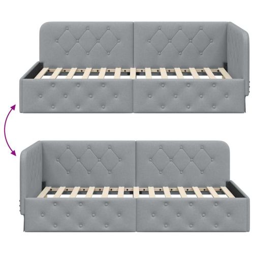 Ъглова рамка за легло с таблото Светлосиво 90 x 200 cm текстил