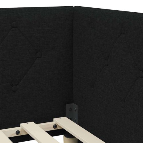 Ъглова рамка за легло с таблото Черно 90 x 200 cm текстил
