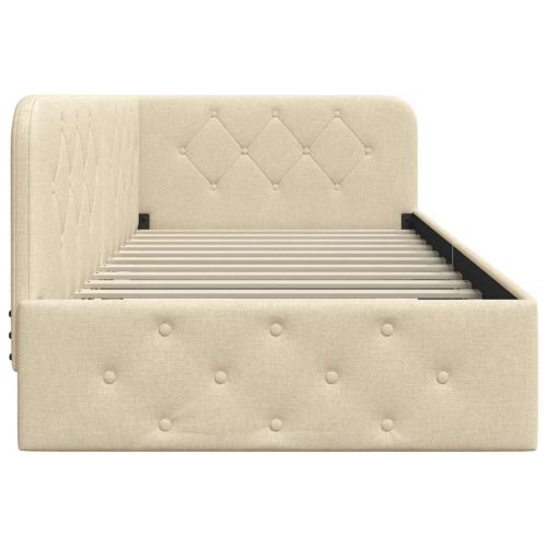 Ъглова рамка за легло с таблото Крем 90 x 200 cm текстил