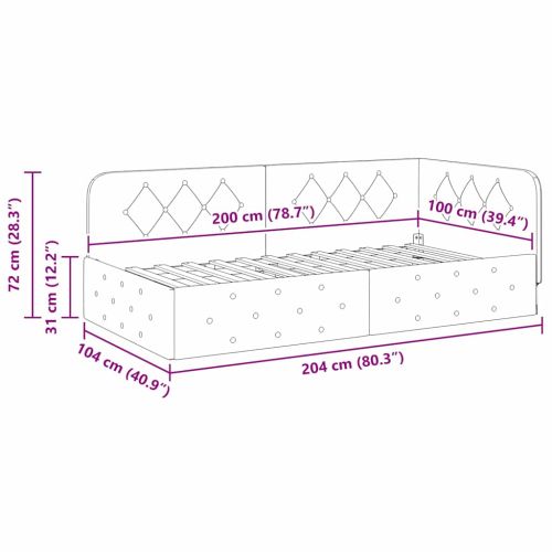 Ъглова рамка за легло с таблото Черно 100 x 200 cm текстил
