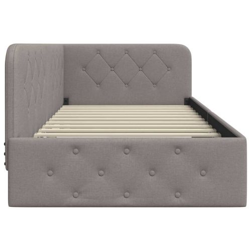 Ъглова рамка за легло с таблото Таупе 100 x 200 cm текстил