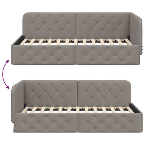 Ъглова рамка за легло с таблото Таупе 100 x 200 cm текстил